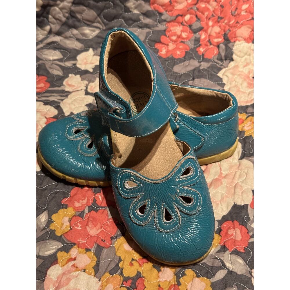 Livie & Luca Teal Petal Mary Jane Slip on Sandals size 13c